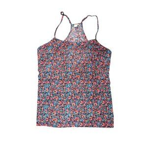 J. Crew Womens Cami Tank Top 8 Multicolor Floral Print Sleeveless Summer Casual